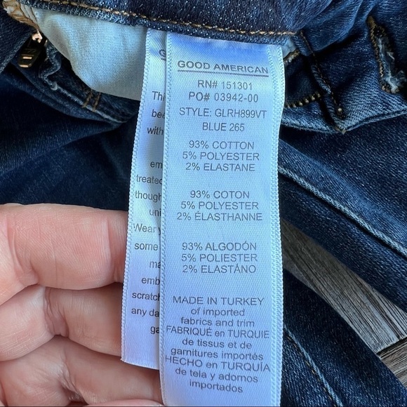 Good American Good Legs Distressed Skinny Jeans Size 25 Stretch Medium Wash GUC - Picture 11 of 11